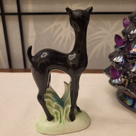 Retro 30s Creepy Halloween Long Neck Ceramic Cat Figurine - Picture 3 of 5